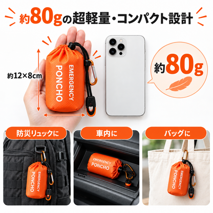 HeatGuard™｜超軽量・保温防災レインポンチョ